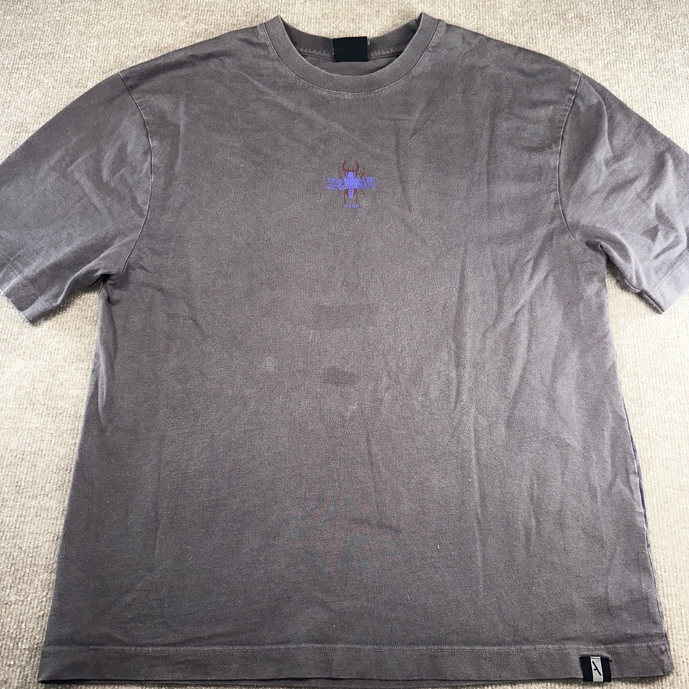 Rare Rabbit Mens Graphic T-Shirt Charcoal Grey Beetle Print Size M Short Sleeve